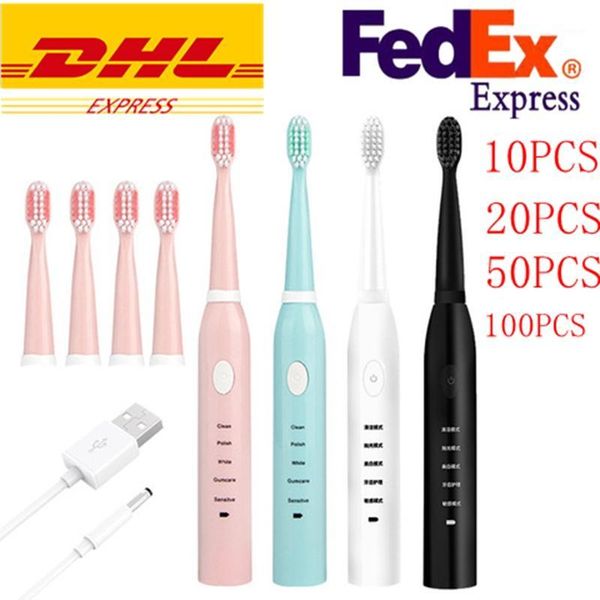 

smart electric toothbrush 10/20/50/100pcs dhl usb charging soft bristle ultrasonic vibration couple teeth shua1