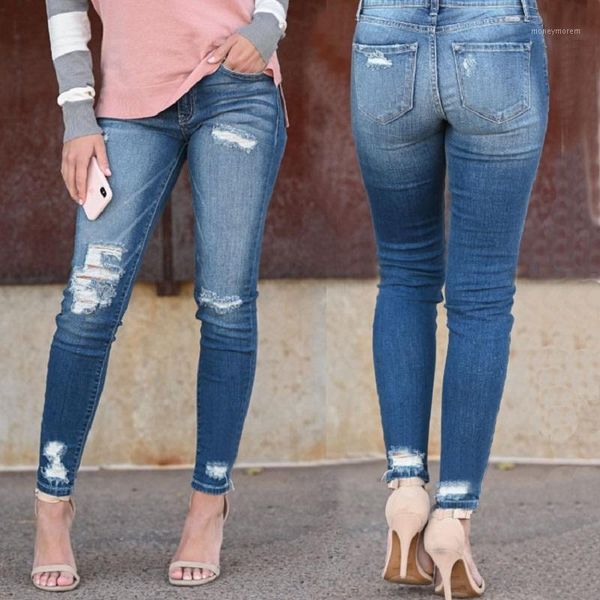 

women's jeans womens pants jean femme ripped spijkerbroeken dames straight broeken slim pantalon droit denim trousers1, Blue