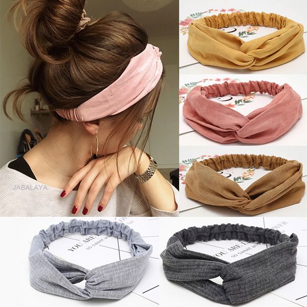 

women headband cross knot elastic hair bands soft solid color girls hairband hair accessories twisted knotted headwrap