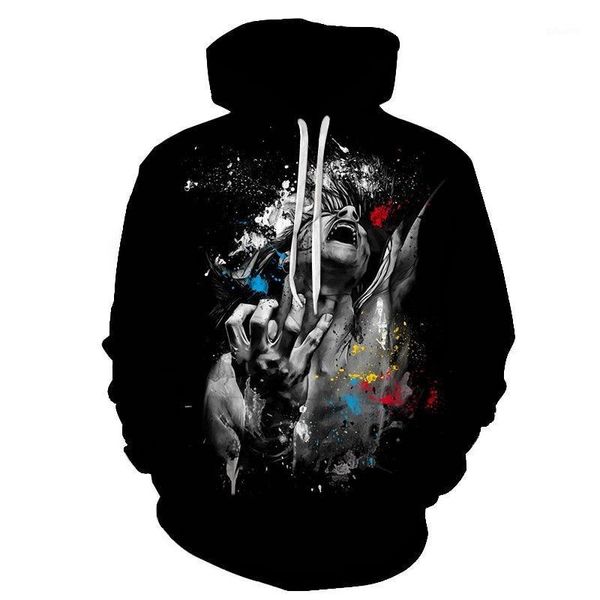 

new funny skull hoodie men's women's hoodie sweatshirt full print 3d skull men's fashion casual coat1, Black