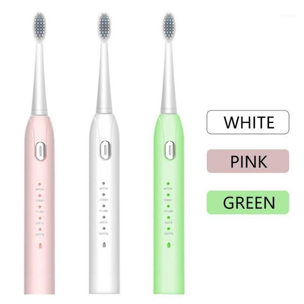 

rechargeable sonic electric toothbrush with replacement toothbrush heads 5 modes washable ultrasonic brush adult1