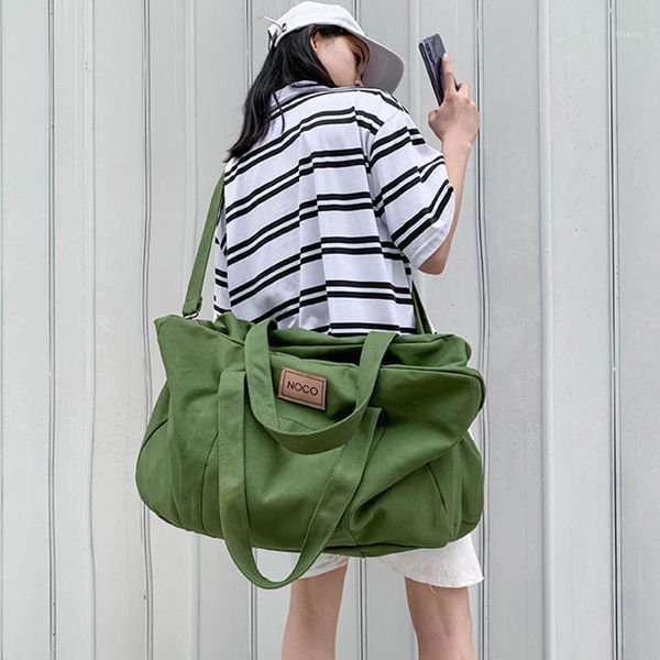 

chuwanglin casual canvas women men solid color handbag travel storage bag fitness luggage duffle pouch a1127031