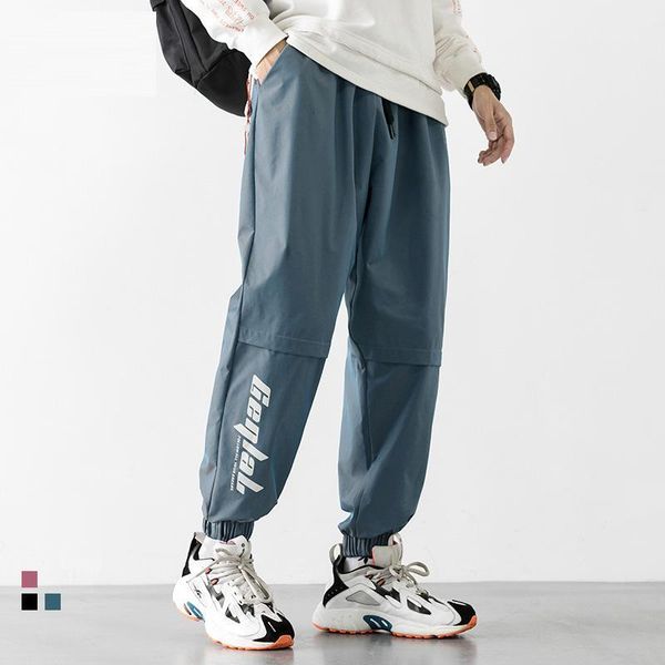 

hip hop streetwear men's splice joggers pants fashion men casual cargo pant trousers high street elastic waist harem pant men1, Black