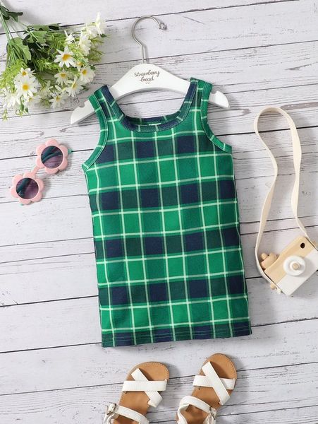 

baby buffalo plaid print tank dress she, Red;yellow