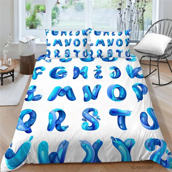 

3d letters bedding set  size simple fashion duvet cover for children king double twin full single comfortable bed set