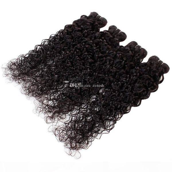 

wholesale brazilian virgin hair water wave 4 bundles 400g color 1b peruvian human hair weaves deals raw virgin indian remy hair extensions, Black