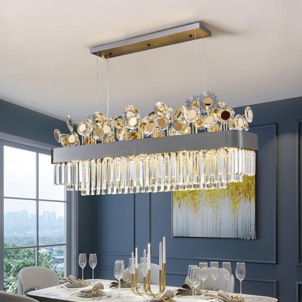 Lampadari Led Lampadario di cristallo creativo per sala da pranzo Lampada a sospensione design oro / nero Decorazioni per la casa di lusso Illuminazione per interni Cristal Lustre