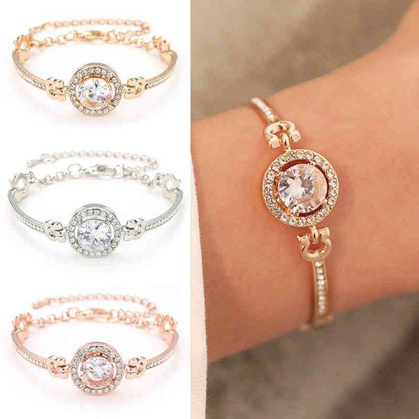 

fashion luxury cubic zirconia multi-layer bangle bracelet rhinestone charm for women girls gift, Golden;silver