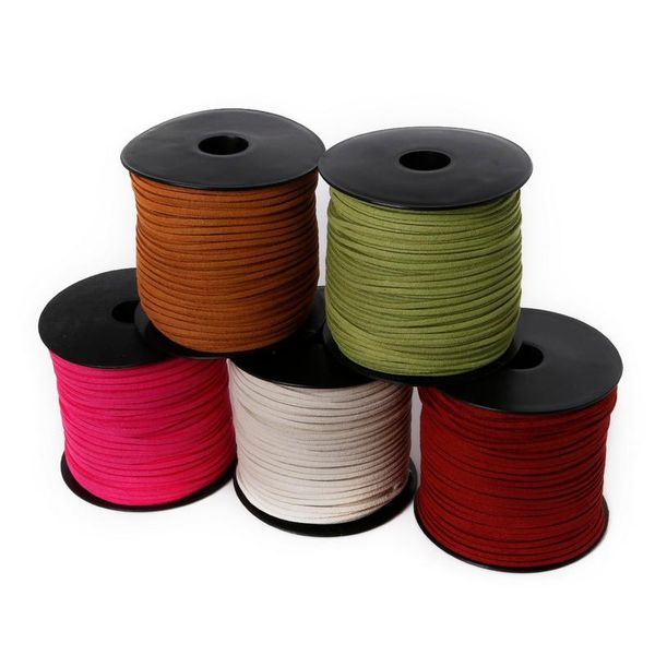 

100yards/roll 2.8mm flat faux suede leather cord string rope lace beading thread jewelry findings for diy braided bracelet shoes, Black;white