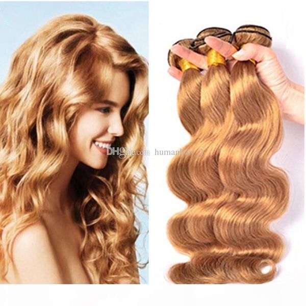 

malaysian body wave 3 bundles blonde wavy hair extensions dyeable malaysian virgin hair body wave long 27 strawberry blonde hair double weft, Black;brown