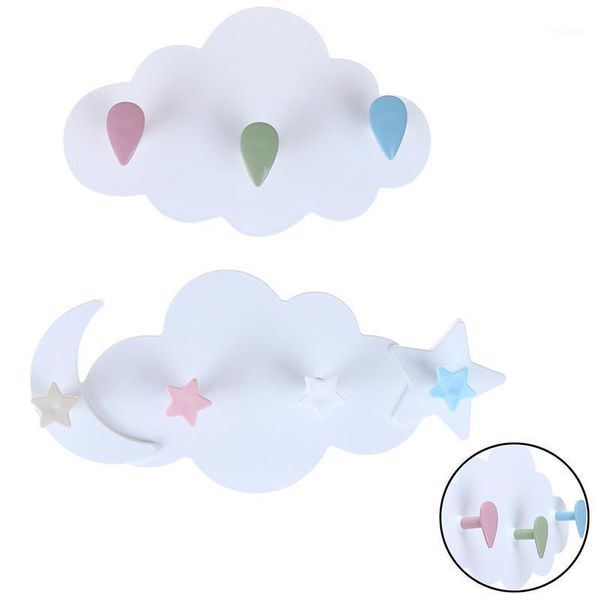 Ganchos trilhos 1pc Criativo Creative Star Lua Cloud Shape Roupas de parede sem unhas Crianças quarto Deco Key Hanger Hanger Kitchen Storage Hook1