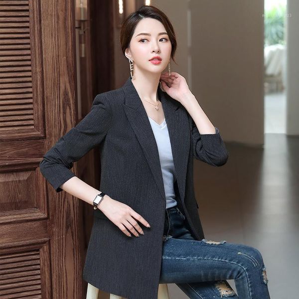 

women's suits & blazers women's jacket female 2021 autumn casual fashion temperament slim slimming wild long section lace suit clo, White;black