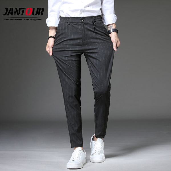 

brand new mens stripe business trousers men's pants for men thin pant straight work black trouser size 28-31 32 33 34 36 38 c1018
