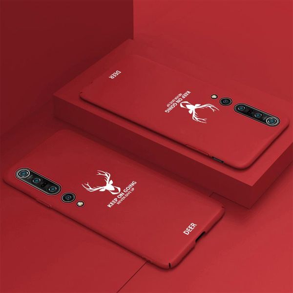 

ultra-thin christmas deer matte hard pc phone case for xiaomi mi 10 9 8 t pro redmi note 8 7 cute colorful bbyqpc packing2010