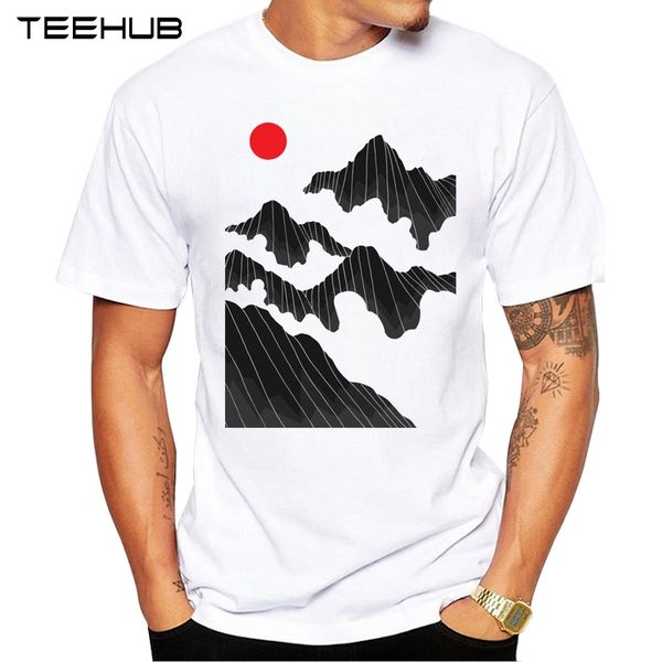 

men's fashion sunrise and mountain printed short sleeve hipster design cool desgin tee sport hooded sweatshirt hoodie men t shirt