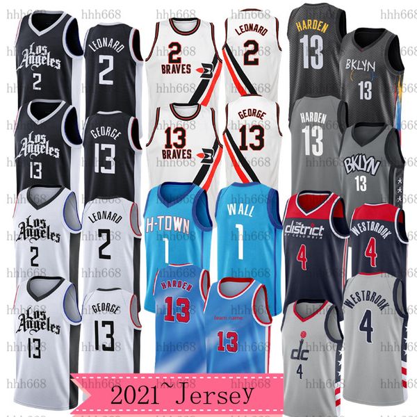 

2021 kawhi 2 john 1 wall leonard russell 4 westbrook basketball jersey paul 13 george harden hakeem 34 olajuwon retro los 2021 angeles new, Black;red