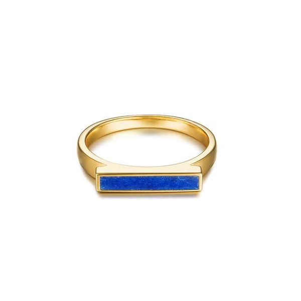 

cross-shaped ring female inlaid natural lapis lazuli 18k gold-plated simple ring 925 sterling silver fine jewelry