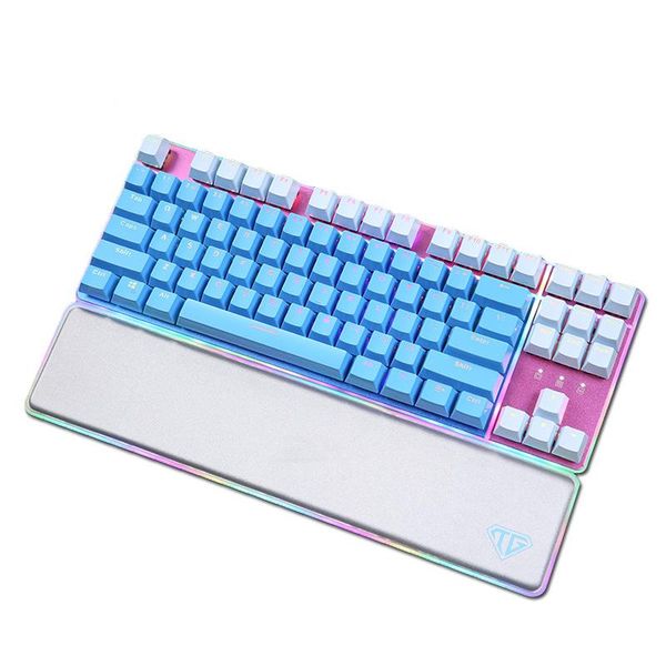 

mechanical gamer 87 keys keyboard lk mechanical switch usb wired gaming keyboard with wrist rest rgb backlight for pc/laptop