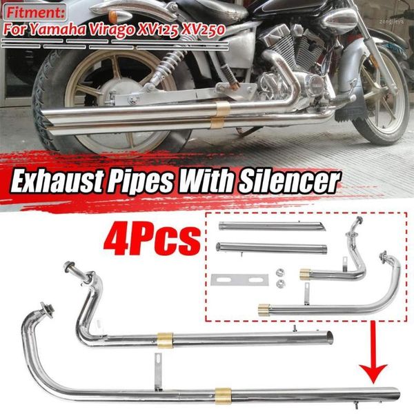

stainless steel motorcycle muffler exhaust pipes full exhaust system + silencers for virago xv 125 xv 2501