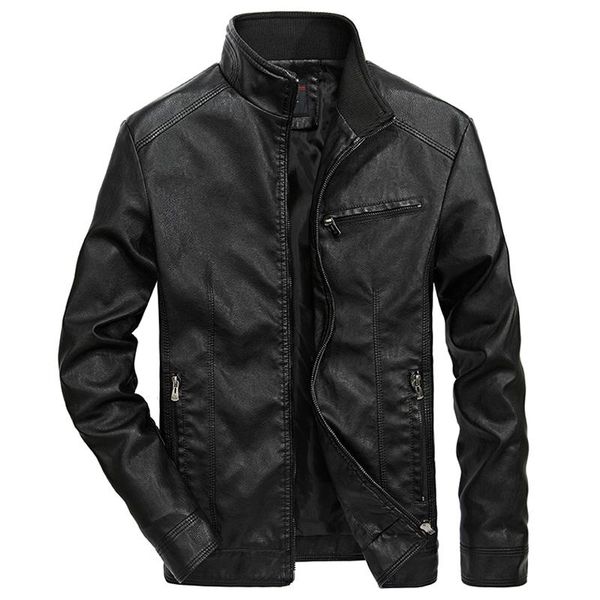

2021 autumn winter bomber motorcycle leather jacket men business casual coat moto biker leather jackets male outwear 4xl 5xl, Black
