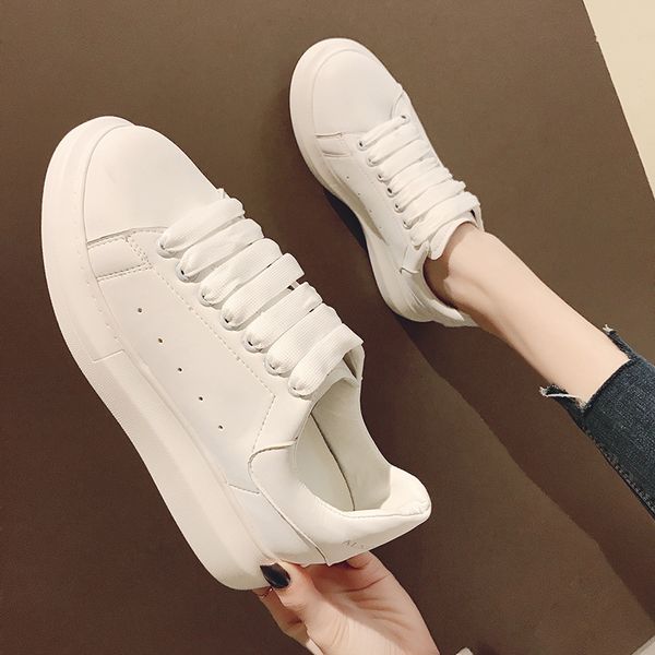 

2021 the new female chunky spring fashionable pink white women's leather shoes vulcanized mkzl, Black