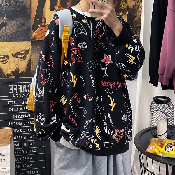 

2021 new 2021 new anime hoodidemen women's printed japanese hoodies streetwear oversized yellow male hoodie c3jt, Black
