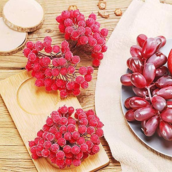 

decorative flowers & wreaths mini christmas frosted artificial berry vivid red holly berries home garland beautiful1