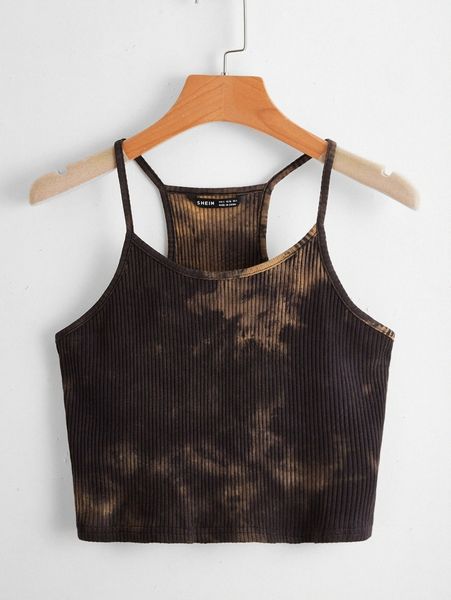 

tie dye rib-knit cami p7vm#, White