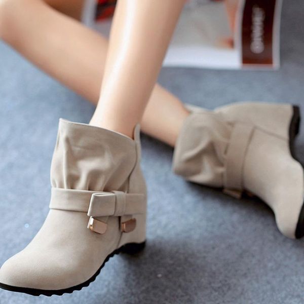 

boots 2021 women autumn ankle short plush female footwear women's winter woman height increasing warm shoes plus size 34-43, Black