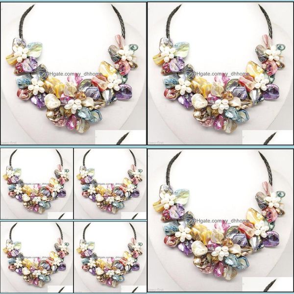 

beaded necklaces & pendants jewelry fashion mother of pearl abalone carved mticolor shell flower pendant necklace drop delivery 2021 igawk, Silver