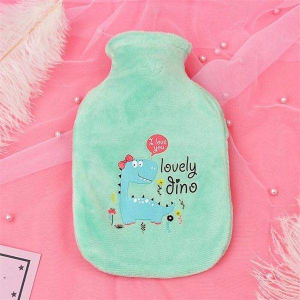 

350ml winter warm heat reusable hand warmer cute dinosaur pvc stress pain relief therapy water bottle bag soft cozy cover bbyxjy