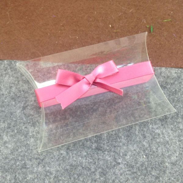 

2016 newclear pvc pillow box pink ribbon wedding favor bridal gift box 1lot50pcs box 50 pcs ribbon custom logo moq bbyejg sweet07