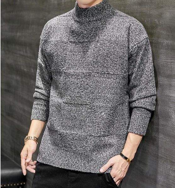 

men's sweaters knitting sweater o-neck thick warm solid stretchy breathable comfortable soft joker casual male pullover, White;black