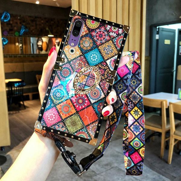 

new bohemian style mobile phone case anti-fall fashion belt hanging rope and ring buckle for huawei p20 p20pro p30 p30pro