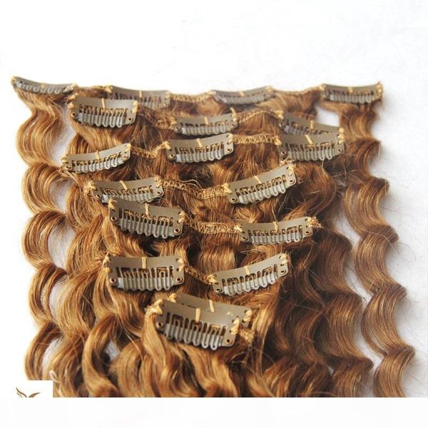 

clip in human hair extensions 6a unprocessed brazilian virgin hair 7 pieces set 100g 10-30 inchs clip in hair deep wave, Black;brown