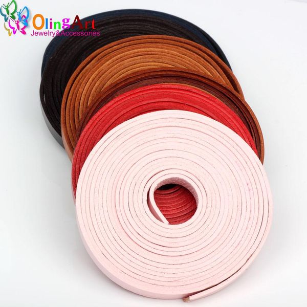 

olingart 10 * 2mm 1yard / lot многоцветный цвет плоский кожаный веревка / шнуры diy ожерелье браслет серьги choker ювелирные изделия изготов