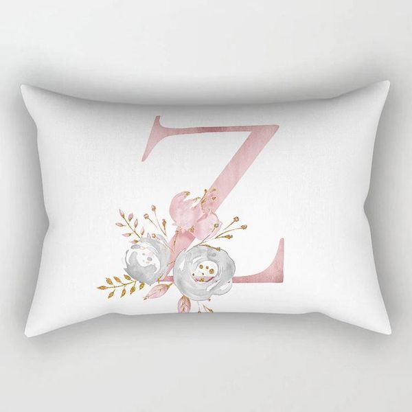 

30x50cm polyester english alphabet floral white cushion cover nordic creative sofa car waist throw pillows home decor pillowcase swy wmtdcc