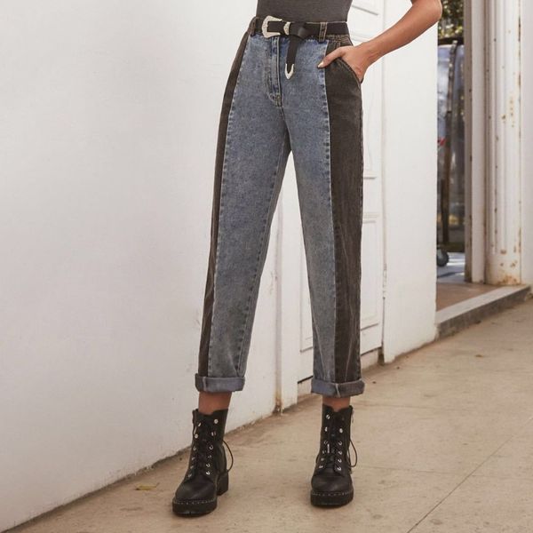 

womens denim fashionable high waisted washed cut up jeans pants for women d30165