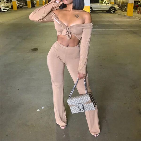 

2021 autumn new arrival v neck suit lady crop and long pants 2 piece set women long sleeve elegant casual, Gray