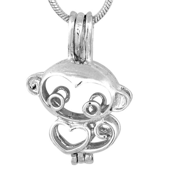 

5 pcs pearl necklace pendants monkey cage pendant, sliver cage pendant for gift diy necklace jewelry cp087, Silver