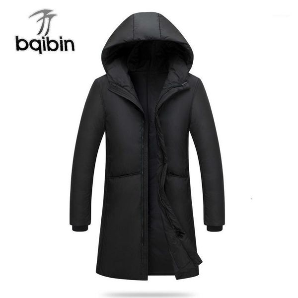 

brand clothing 2019 new men long down coat parkas thick keep warm winter fashion down jacket hooded parka coats1, Black