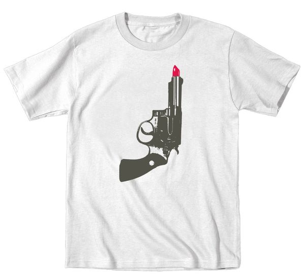 

спорт brand new 2019 летних мужской с коротким рукавом помада revolver смешной прохладные красоты пистолеты-mens t-shirt tee