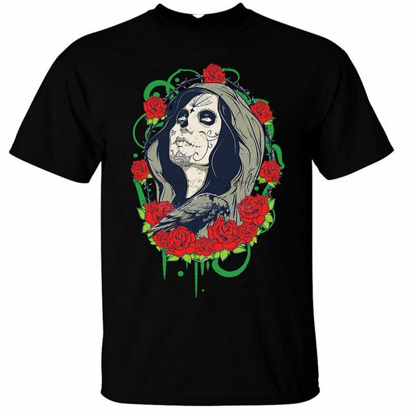 

raven queen mens crow tribal mexican roses day of the dead gothic funny design hoodie designers t shirts sweatshirt
