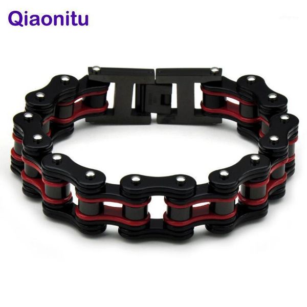 

multicolor motor bicycle polishing biker bracelet jewelry 316l stainless steel bike bracelet women mens chain bangle1, Black