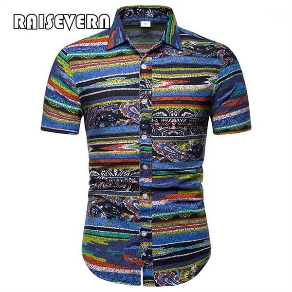 

2019 men's clothing mens cotton painting printed turn down collar short sleeve shirts multicolor plus size hawaii shirt1, White;black