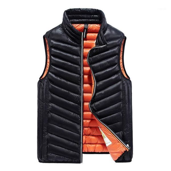 

men' sleeveless vest jackets winter fashion male cotton-padded vest coats men stand collar warm waistcoats clothing 4xl1, Black;white