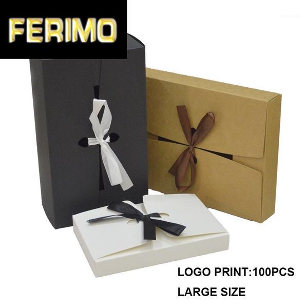 

10pcs large gift box with ribbon white black cake boxes and packaging paper gift box packaging large wedding gifts kraft boxes1