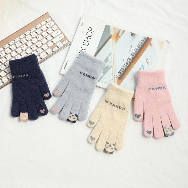 

yifei women' cashmere knitted winter gloves cashmere knitted women autumn winter warm thick gloves touch screen skiing, Blue;gray
