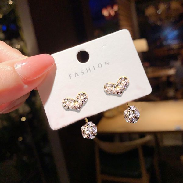 

925 silver simple small heart pearl stud earrings female 2020 new normcore small sense of quality delicate earrings, Golden