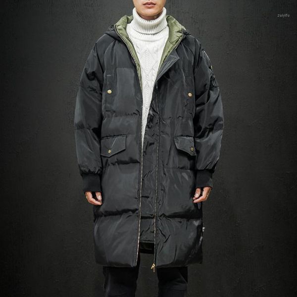 

2019 winter new long casual hooded jacket parkas men outdoor fashion warm thick pockets coat large size windbreaker men 66871, Black